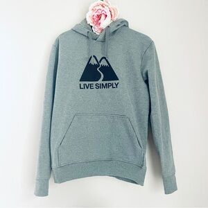 Patagonia Gray Hoodie Hooded Sweatshirt Live Simply Graphic Design Men’s Small